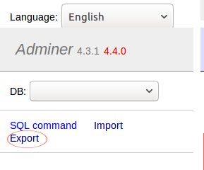 Export data from Adminer