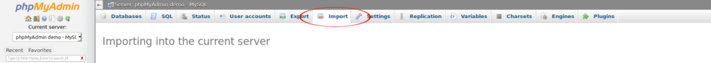 import data phpmyadmin