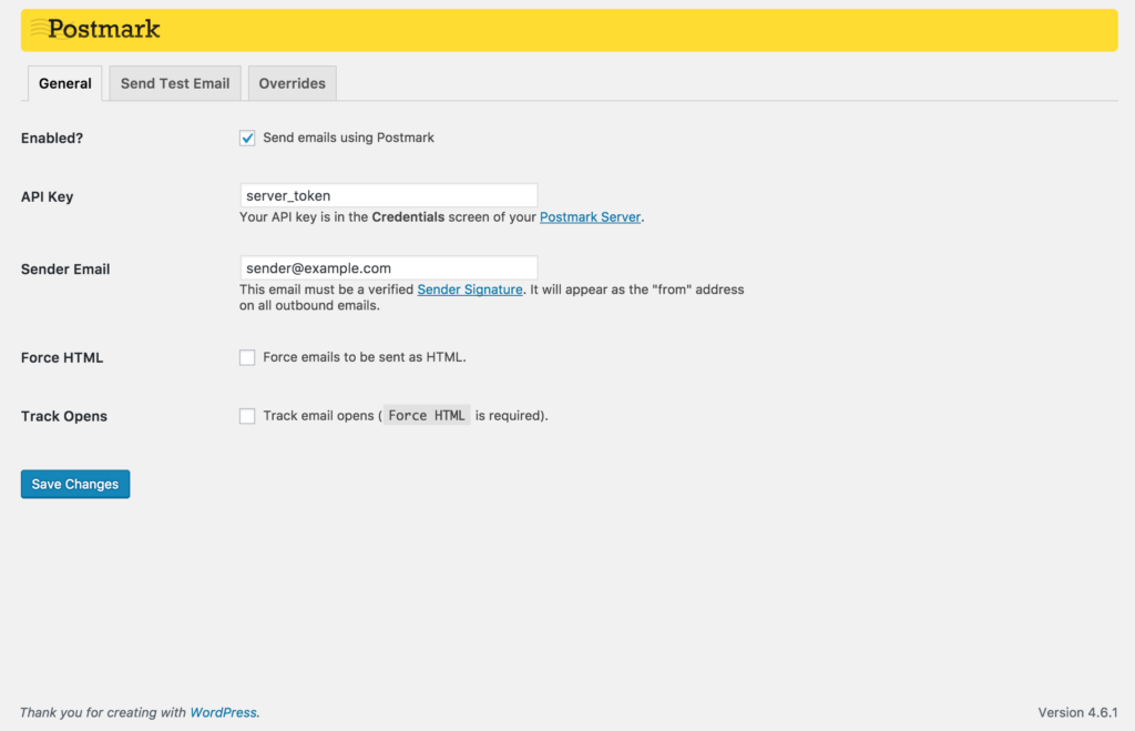 Free SMTP server-postmark screenshot