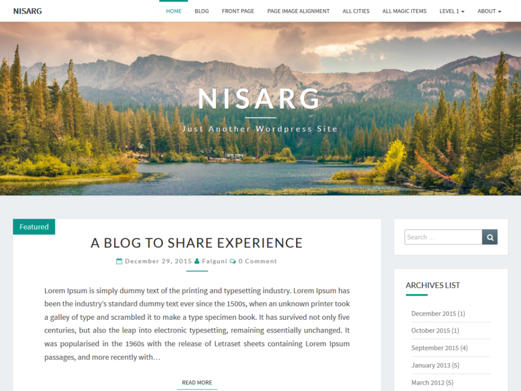 WordPress theme for blog