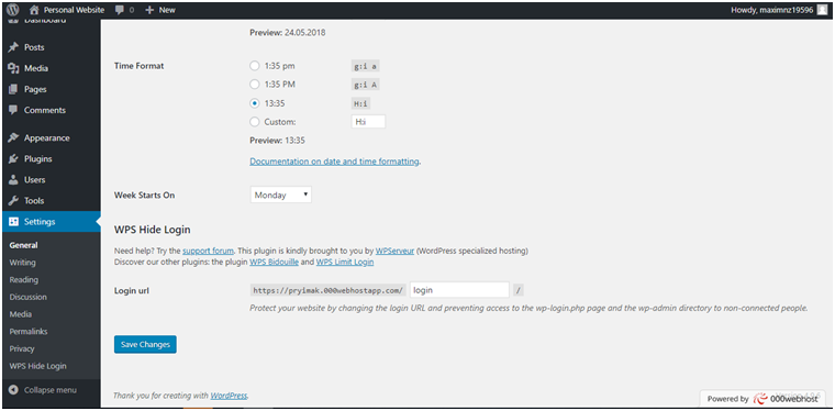 WordPress login