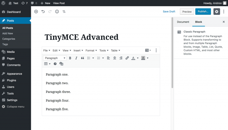 How to add WordPress anchor links? 10 TinyMCE Advanced dashboard