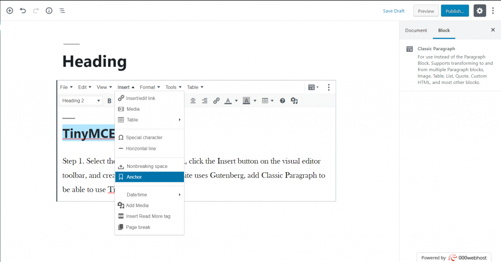 TinyMCE wordpress plugin