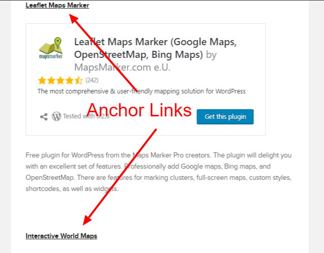WordPress anchor links Example
