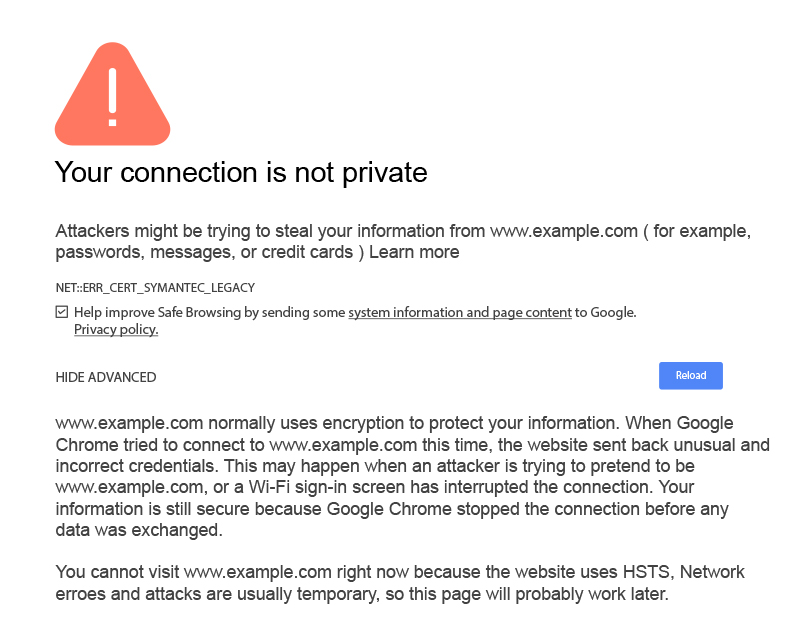 Your Connection is Not Private Error in Chrome