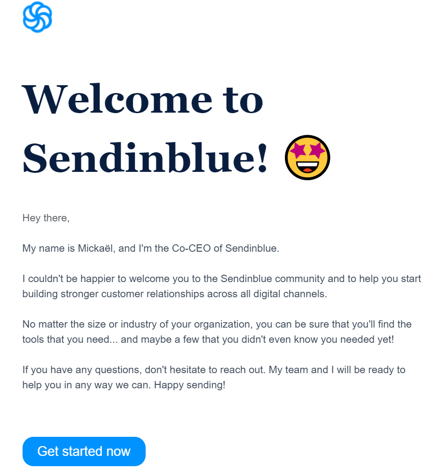sendinblue welcome email