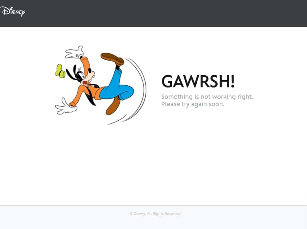 Disney internal server error example