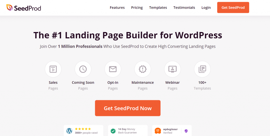 seedprod WordPress landing page plugin