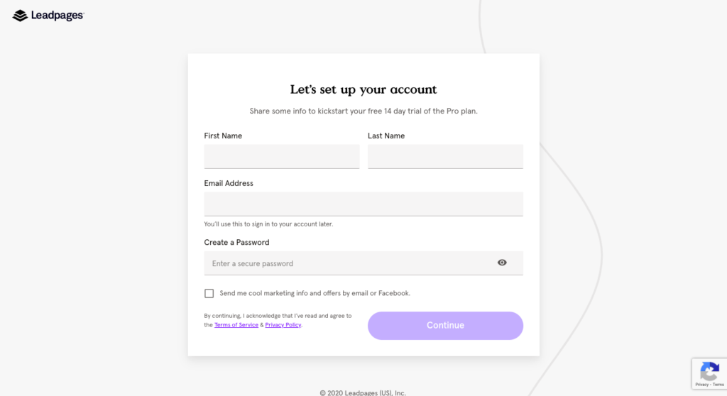 leadspage login page