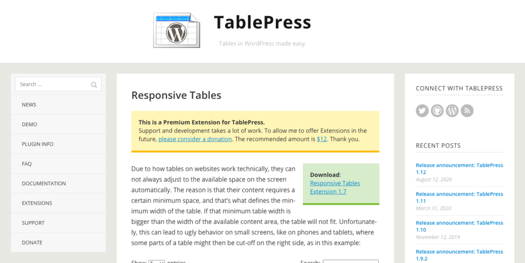 tablepress