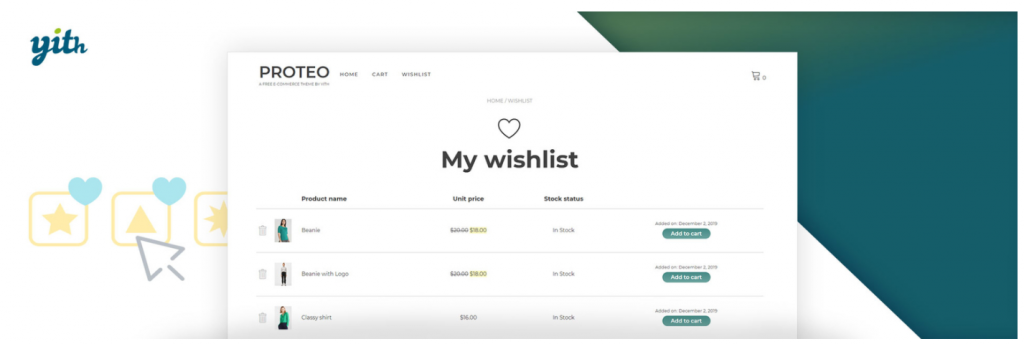 Woocommerce plugins YITH wishlist