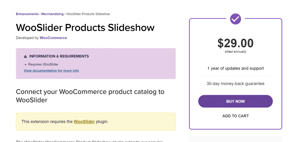 Wooslider Product slideshow pricing