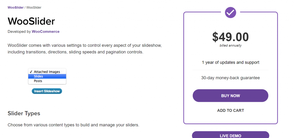 Wooslider Product slideshow pricing