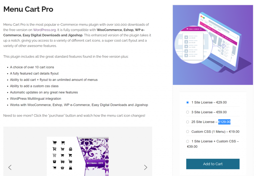 Woocommerce Menu cart pricing