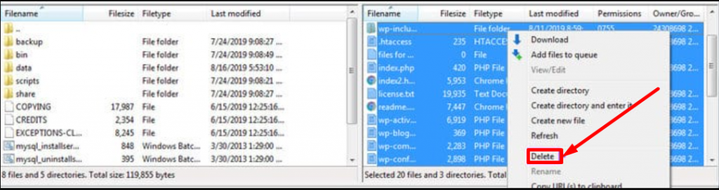 Reinstall WordPress