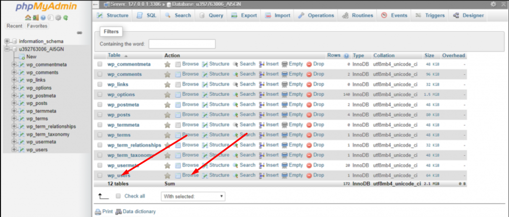 wp_users in FTP database