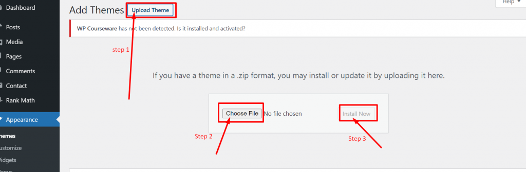 Upload theme file on WordPress