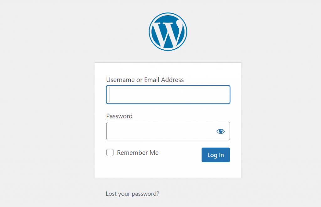 WordPress login page