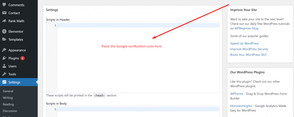 Inserting a Google AdSense verification code using a Plugin