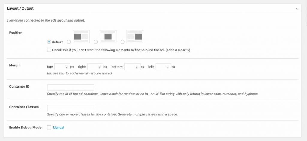 Fixing the layouts with the Advanced ads plugin