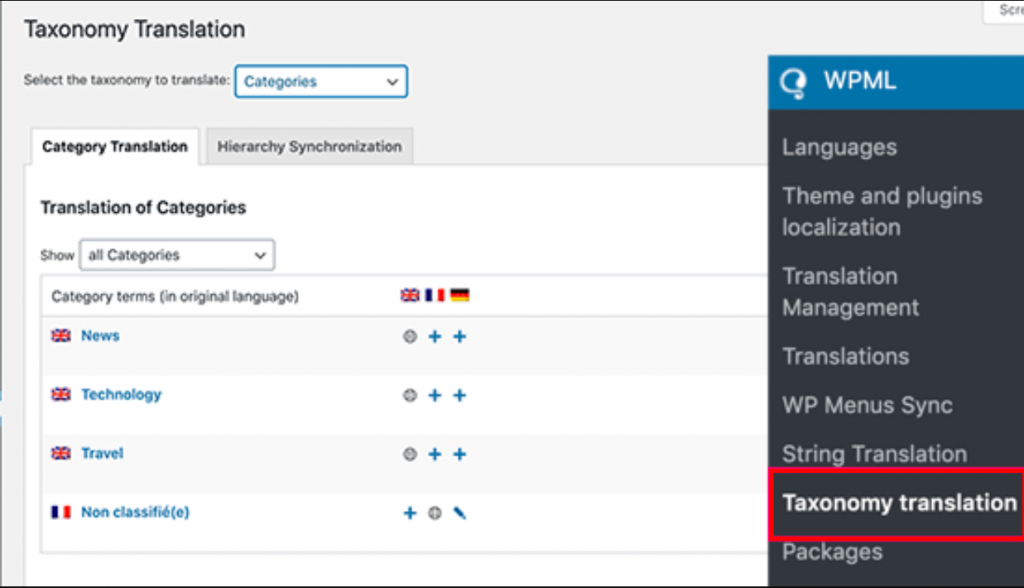 WPML Taxonomy Translation