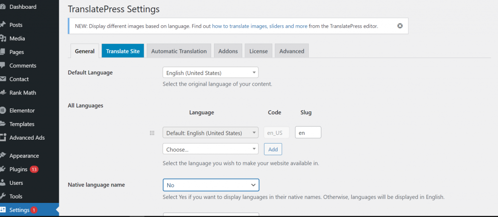 WordPress Multilingual: Translatepress