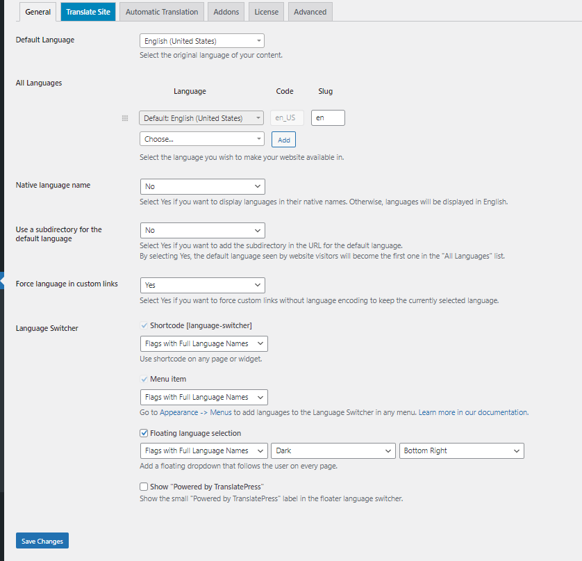 WordPress Multilingual: Translatepress