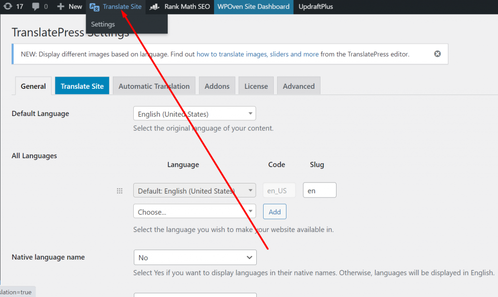 WordPress Multilingual: Translatepress