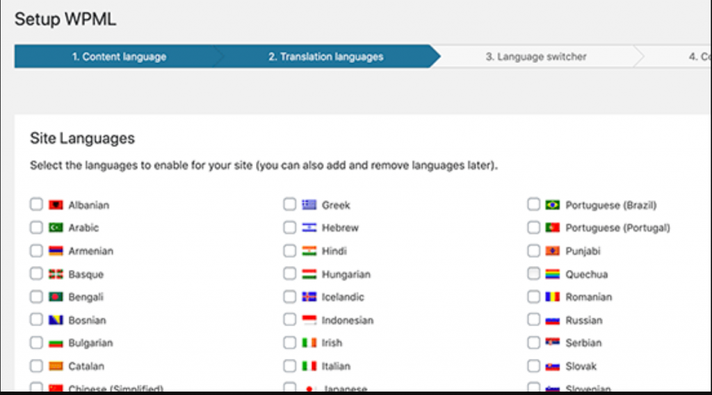 WPML settings page