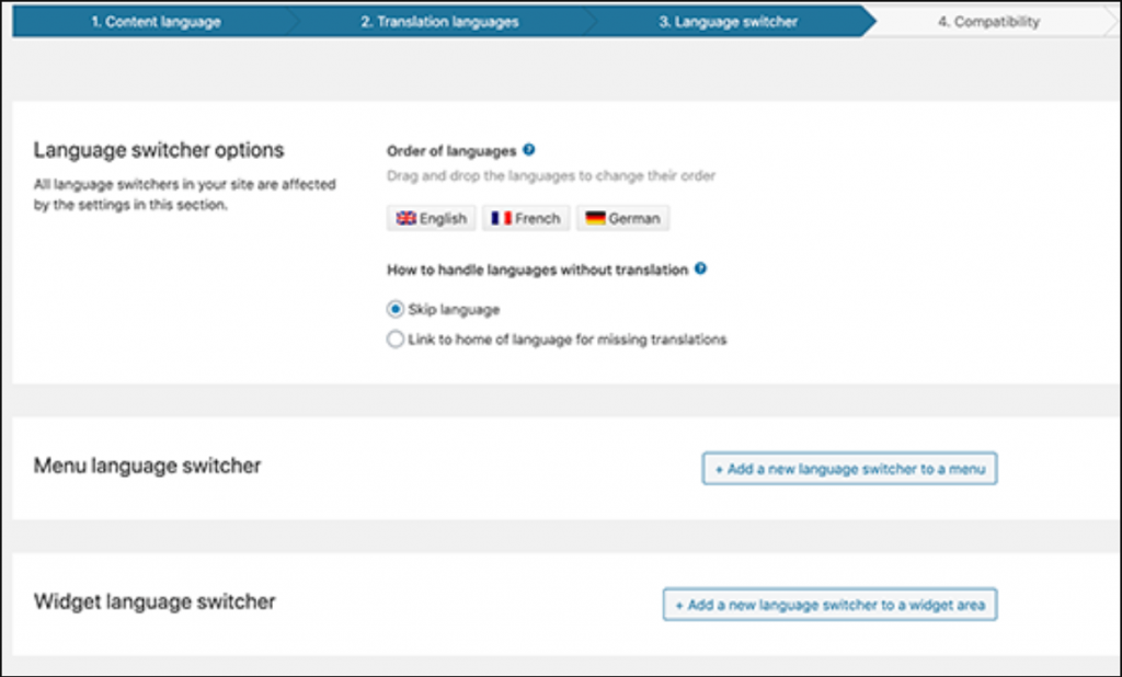 WPML settings page