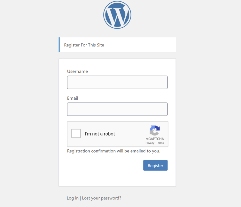 Captcha Recaptcha to stop WordPress Registration Spam