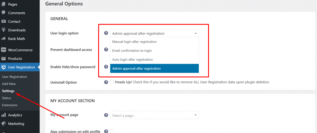 Free User registration Plugin