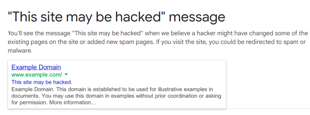 WordPress hacked Warning message from Search Engines