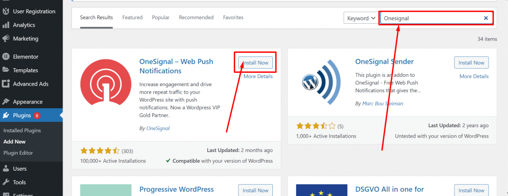 WordPress Push Notifications Plugin Onesignal