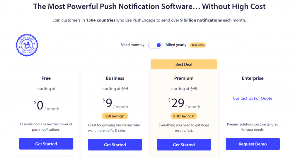 Pushengage Pricing