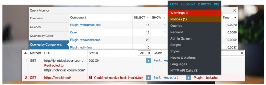 WordPress Performance plugins: Query Monitor