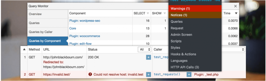 WordPress Debug tool: Query Monitor Plugin