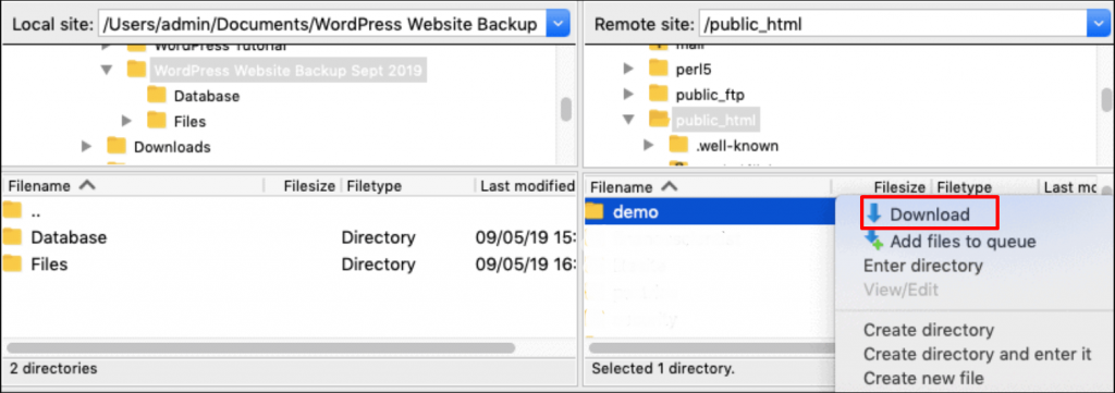 Downloading files from the root directory