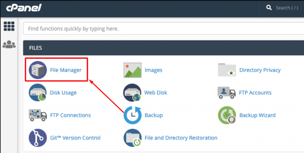 Accessing File Manager in cPanel