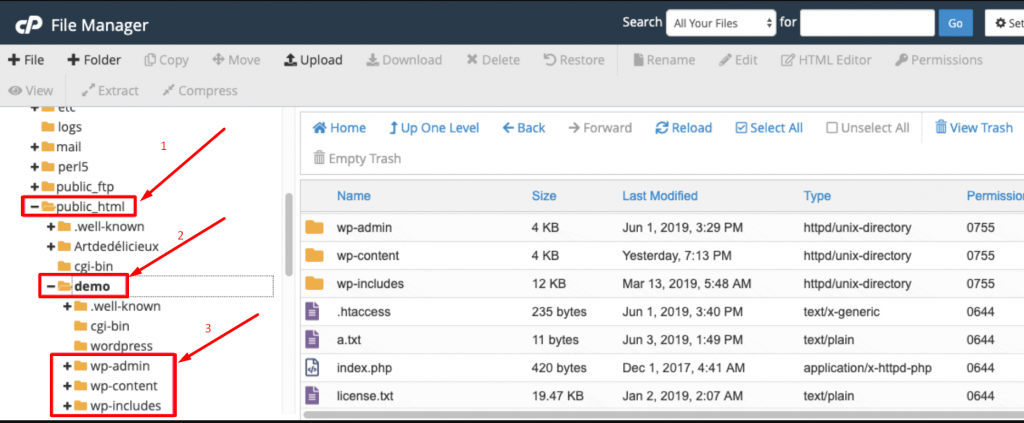 cPanel file manager