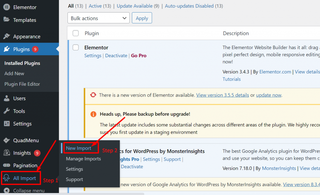 Configuring WP all plugin import