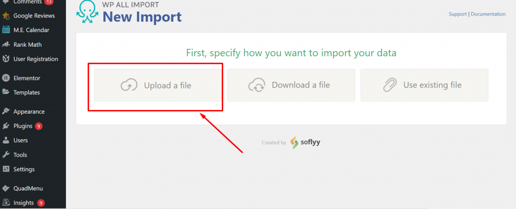 uploading CSV file using WP all import plugin