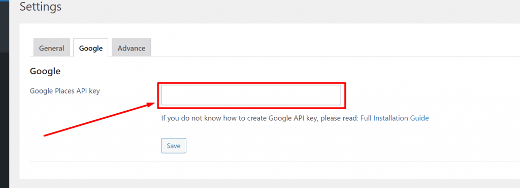 Google Places API key