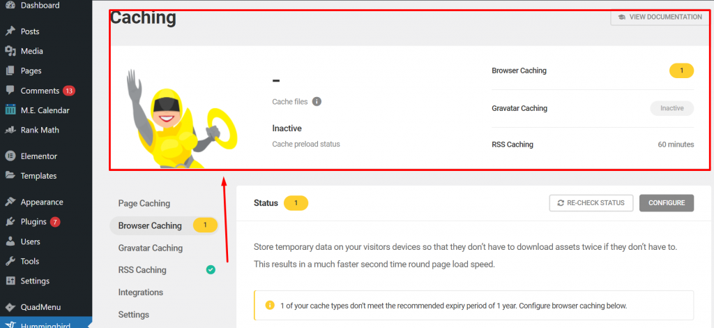 Add Expires header in WordPress using hummingbird plugin