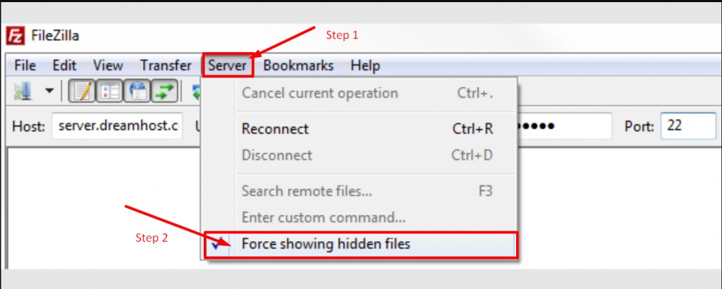 Enable Show Hidden Files in FTP