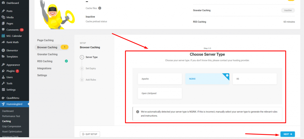 Add Expires header in WordPress using hummingbird plugin