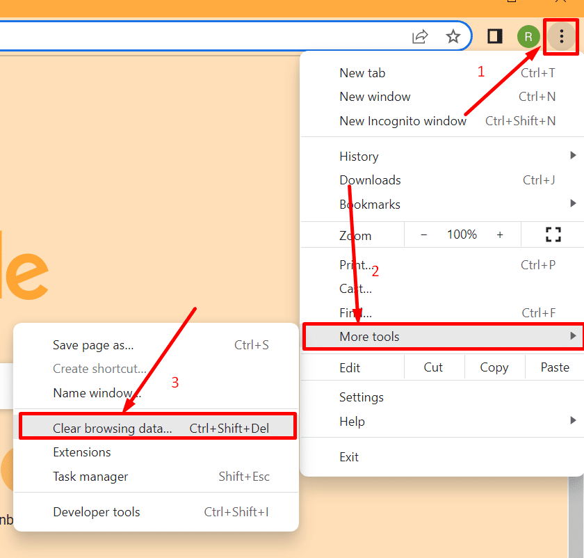 Clearing browsing data on chrome