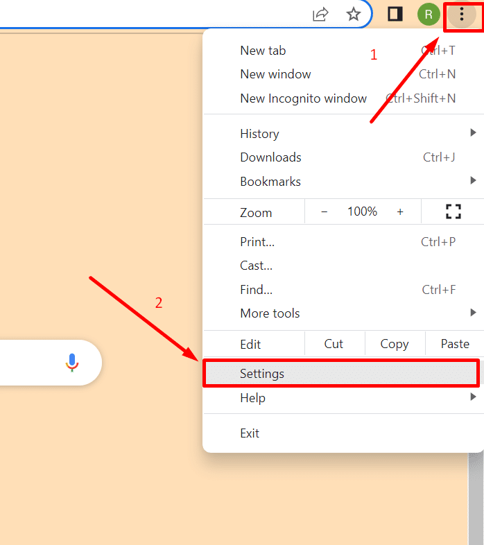 Google chrome settings