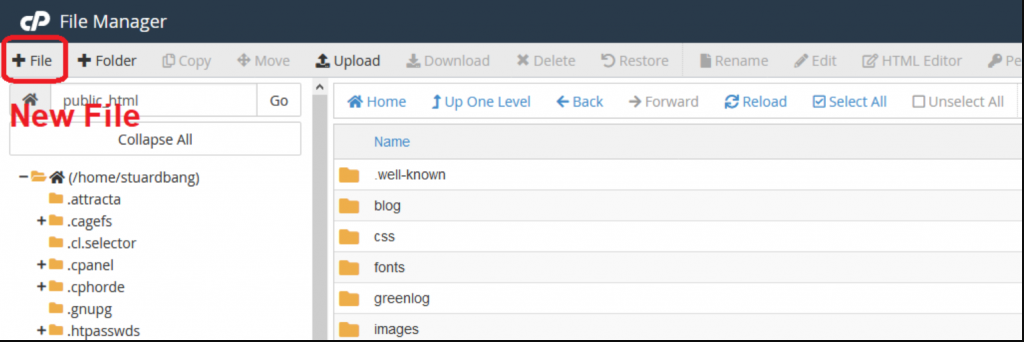 Creating new .htaccess file 