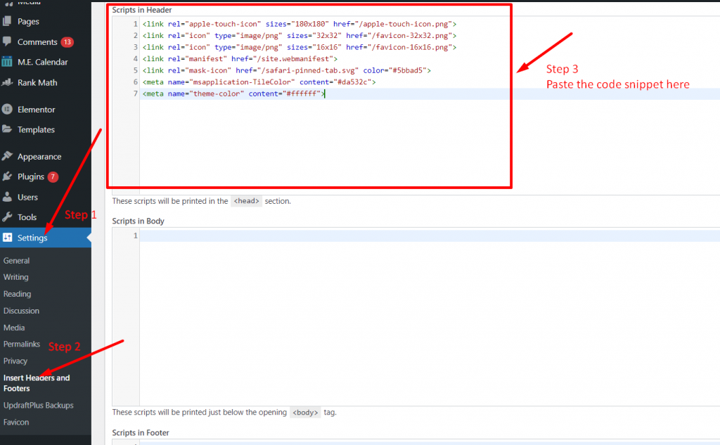 Add Scripts in Header